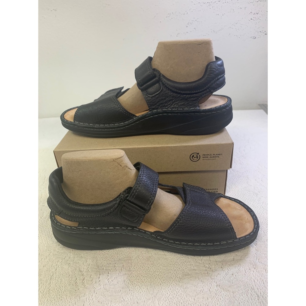 Finn Comfort Tiberias Mens Black Leather Sandals 44 EU 10.5-11 US Finn Mellow